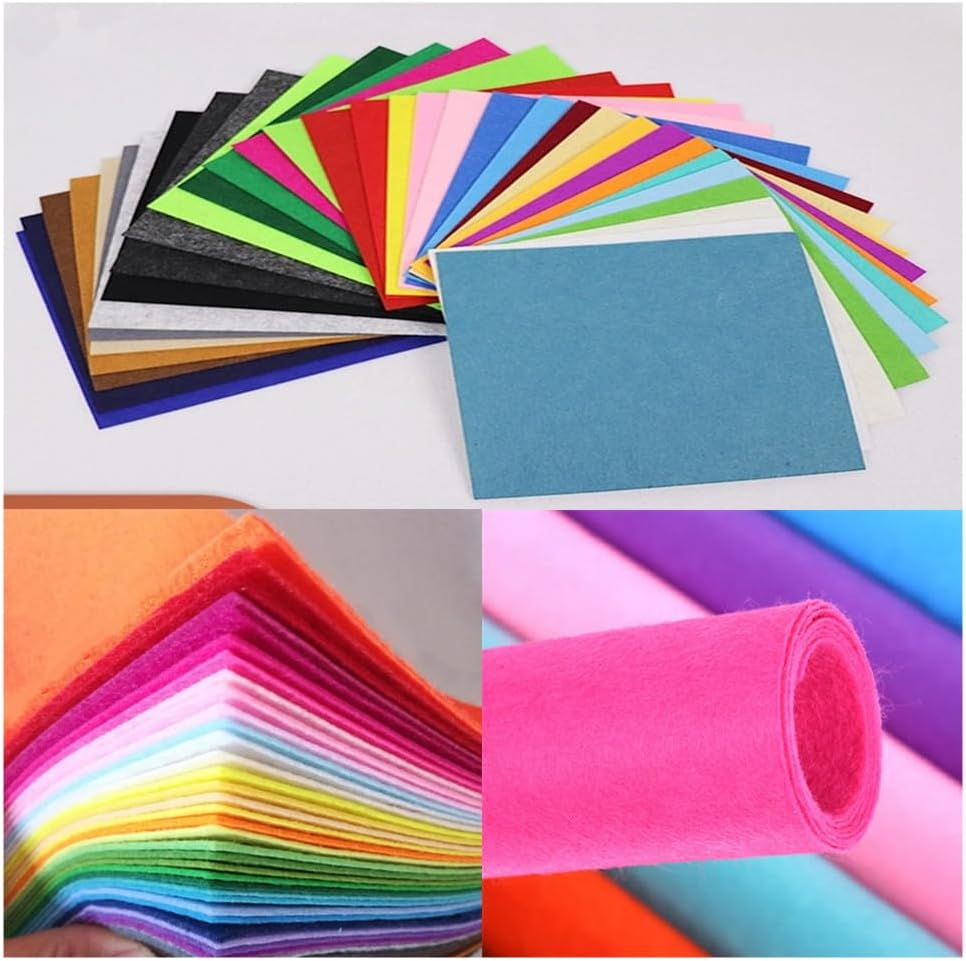 Wanfoou 40 Coloured Felt Fabric Sheets, 1Mm Felt Squares, 20X30Cm, Multicolor, Polyester/100%, Solid, Craft Felt Fabric Sheets image number 4