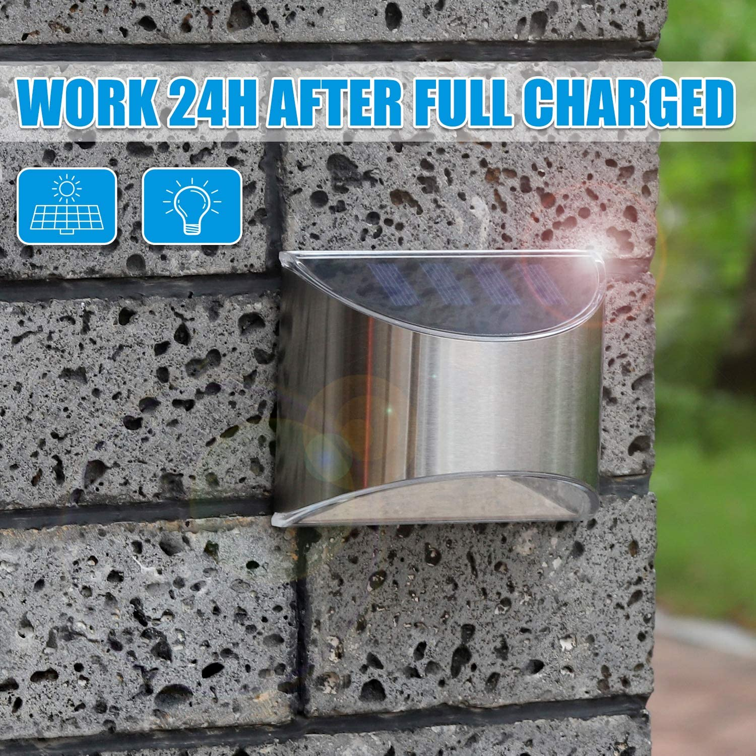 Leidrail Solar Step Lights Outdoor Deck Fence Light Stainless Steel Waterproof LED Illuminated Lighting for Stair Post Yard - 2 Pack image number 5