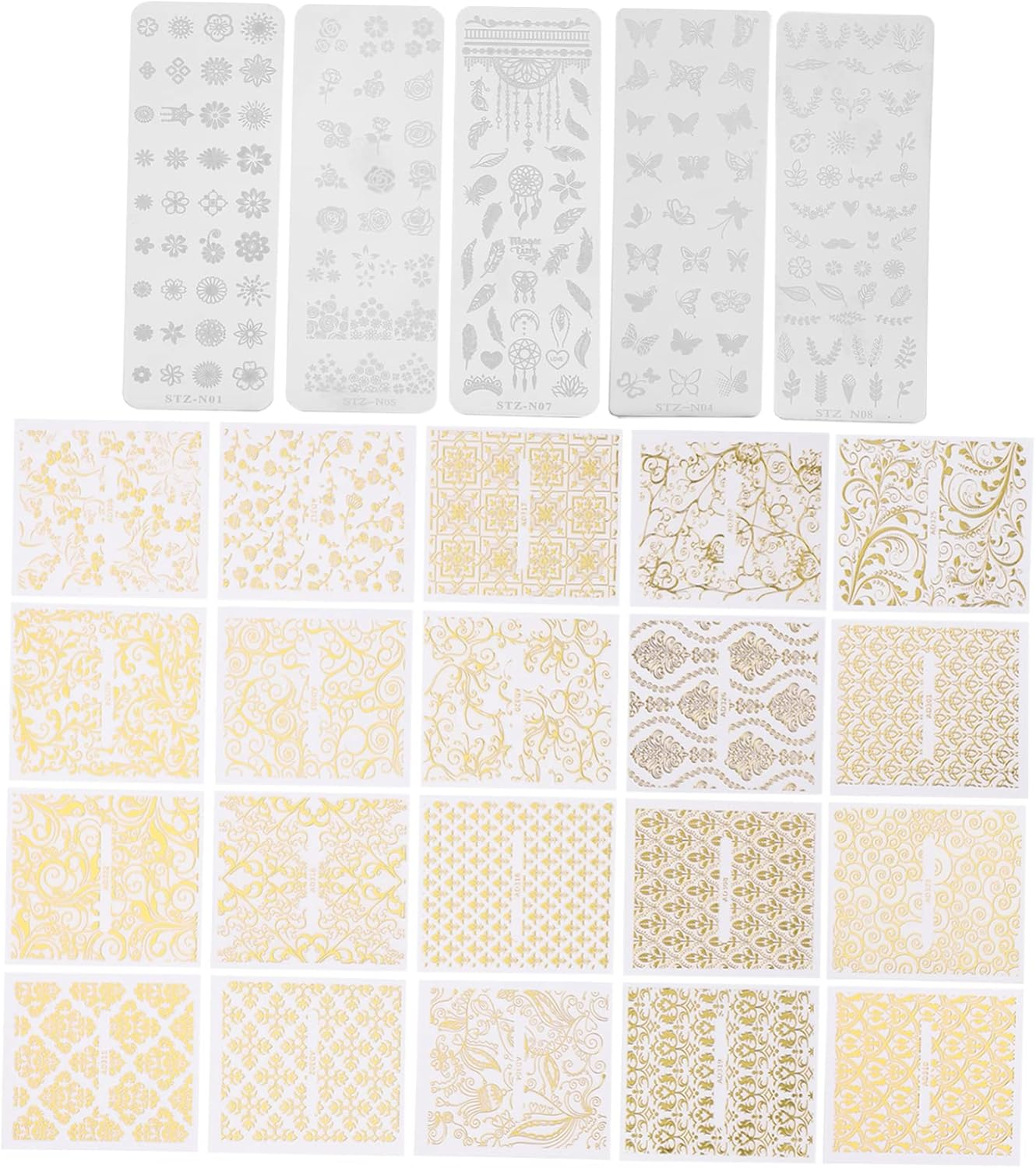 DECORNIJIA 5Pcs Nail Template Transfer Steel Plate Nail Art Stamper Manicure Plates Art Stamping DIY Kit image number 3