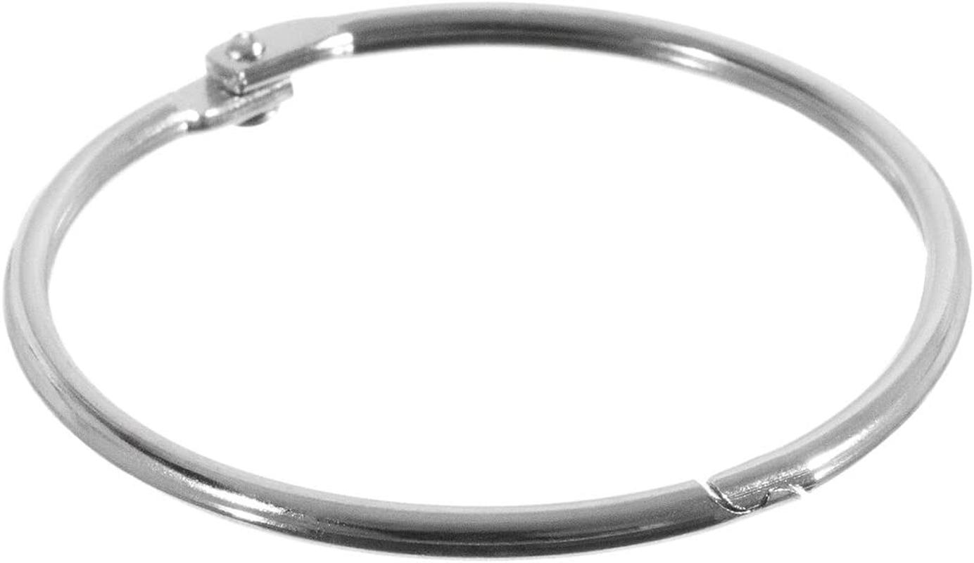 Craft County Book Ring Nickel Plated Metal Loose Leaf Rings Binder Hinge Snap Ring Key Ring, 2-Inch Diameter, 10 Pieces, Silver image number 1