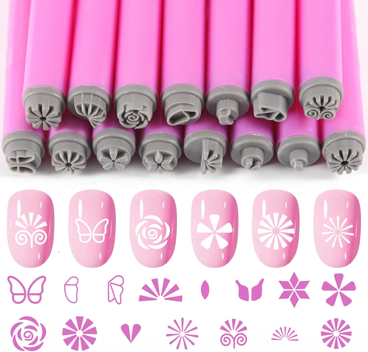 DANNEASY Nail Art Stamp Pen Set (15PCS), 3S Quick DIY Nail Design Tools with Unique Patterns - Easy to Use, Flower Nail Stamper Pen, Nail Art Pen for DIY Salon Nails Supplies image number 5