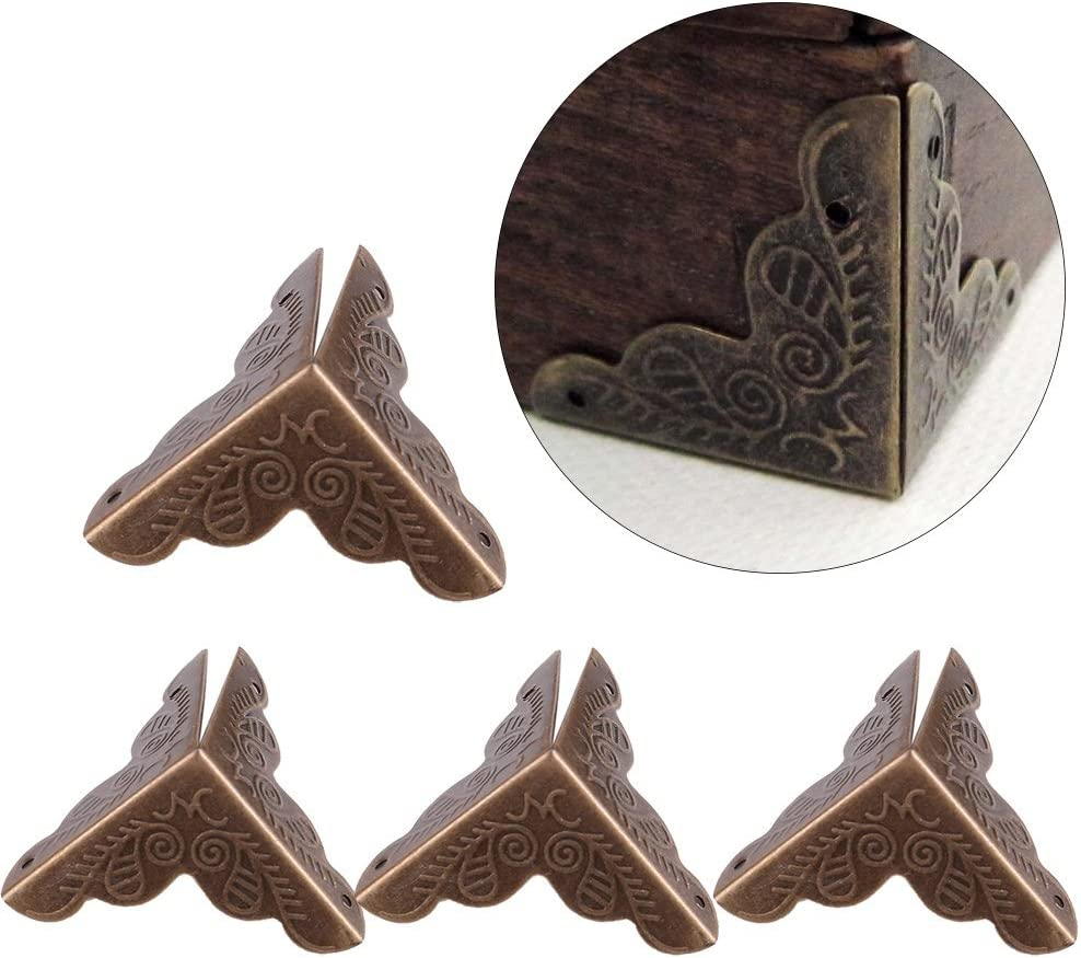 12 Pack Vintage Metal Corner Protectors, 24Mm Bronze Iron Decorative Guards with Screws for Wooden Cabinet, Box, Furniture image number 3