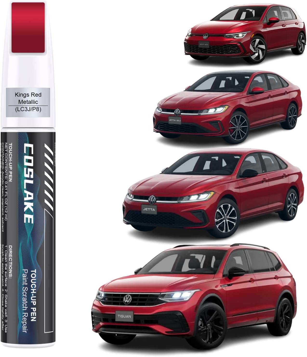 Car Touch up Paint(Pure White(Lc9A/0Q)) for Volkswagen, Car Paint Scratch Repair Kit, Quick & Easy Solution to Repair, 2 in 1 Scratch Remover Pen with 2PCS Disposable Micro Applicators