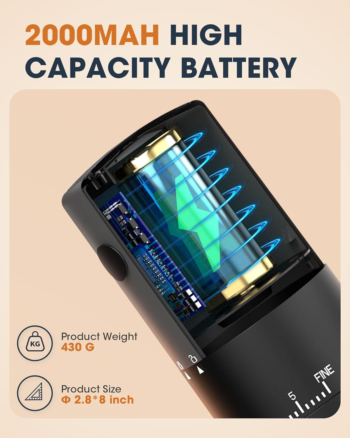 CEVING First Grind-While-Charging Rechargeable Coffee Grinder, 1.7X Faster Grinding with 38 External Adjustable Settings, Conical Ceramic Burrs & 2000Mah Battery, Portable for Travel, Camping, Etc. image number 1