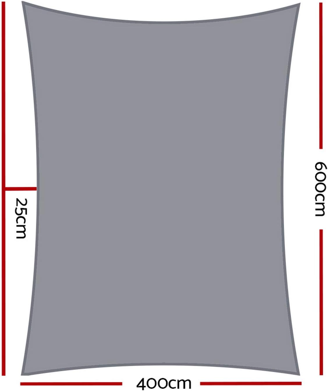 Instahut Shade Sail Rectangle 4 X 6M Sunshade Cloth Shadecloth Sun Block Outdoor Marquee Canopy Shelter Cover for Beach Pool Patio Backyard Lawn Garden Carport Fence Greenhouse, Grey 98% UV Blockage image number 4