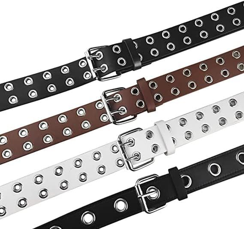 Women'S Grommet Leather Belts Punk Rock Waist Belt image number 2