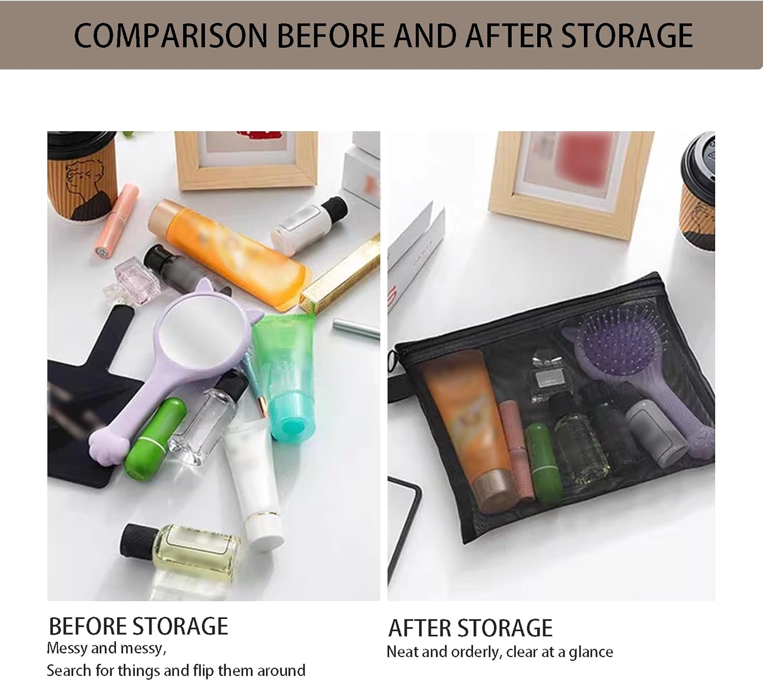 Set of 4 Small Cosmetic Bags, Bag Organiser, Small Cosmetic Bag for Handbag, Multifunctional Make-Up Bag, Small, Fashionable Make up Bag, Suitable for Men, Women, Outdoor Travel Use (White) image number 5