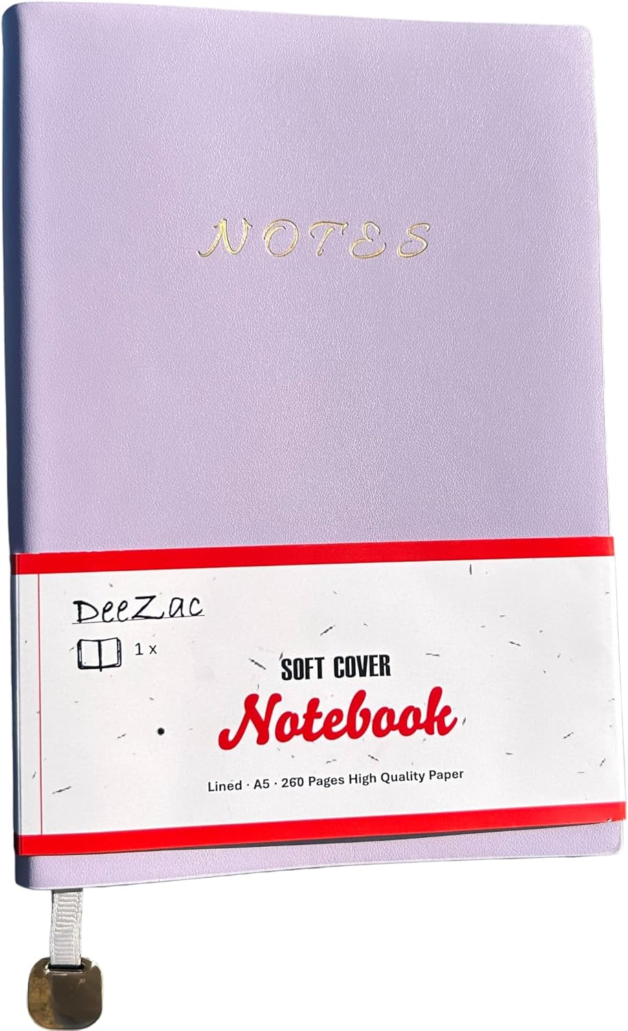 Deezac A5 Softcover Notebook, 260 Pages, Line Ruled Pages (Light Lilac)
