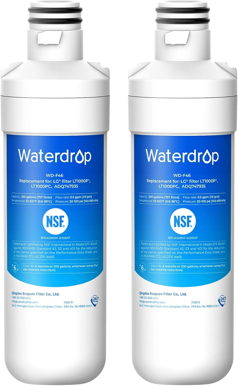 Waterdrop LT1000P Replacement for LG Fridge Water Filter LT1000P, Compatible with LG LT1000PC, LT-1000PC, MDJ64844601 Water Filter Cartridge, 2 Pack image number 4