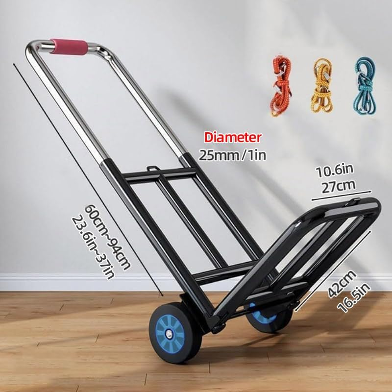 AIMALL Heavy-Duty Folding Hand Cart Trolley with Adjustable Handle, Portable Supermarket Shopping Cart for Groceries and Luggage image number 2