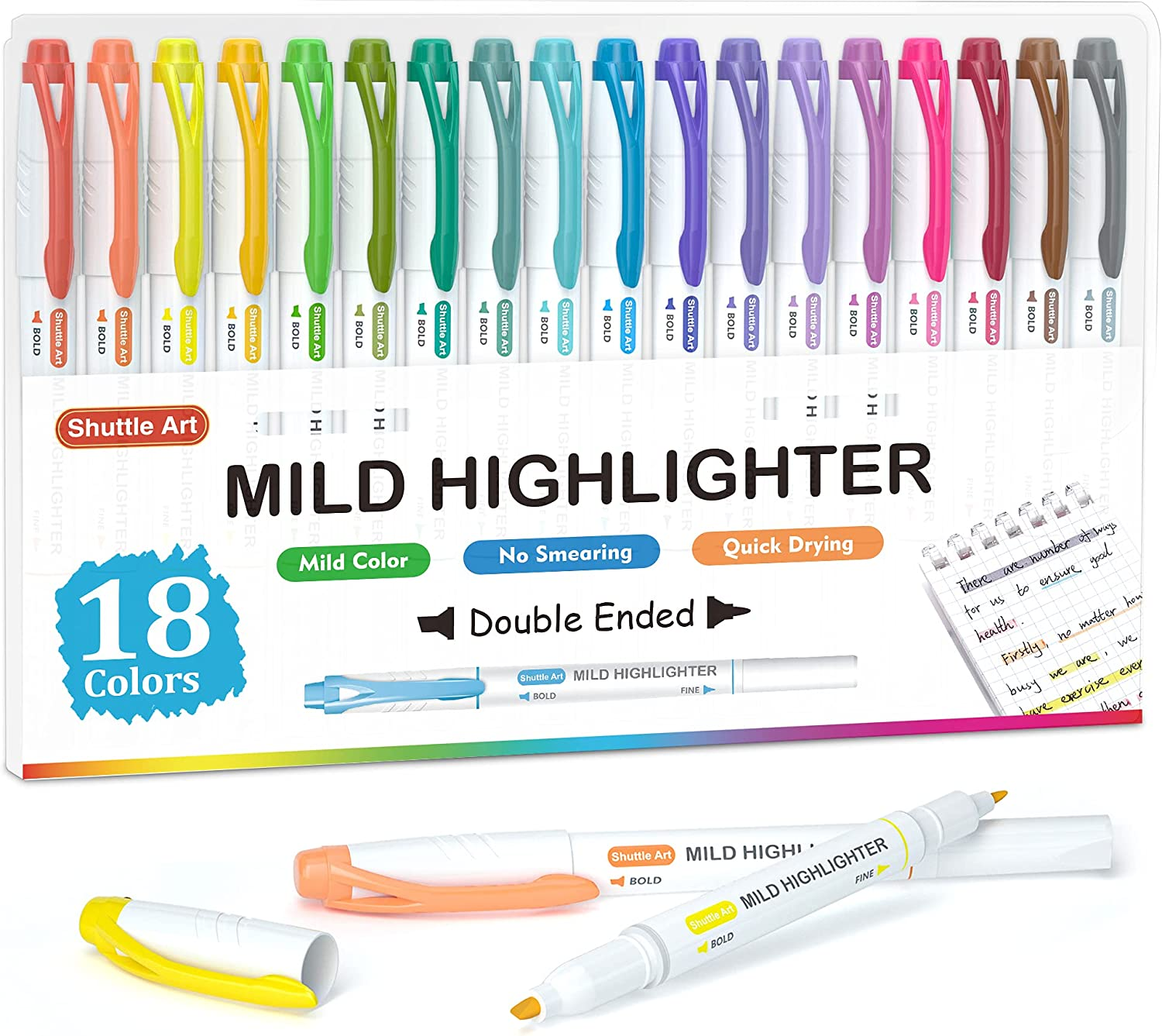 Shuttle Art Pastel Highlighters, 30 Colours Dual Tip Highlighters, Highlighter Markers Assorted Colours, Perfect for Colouring, Underlining, Highlighting, Journaling in School Office Home