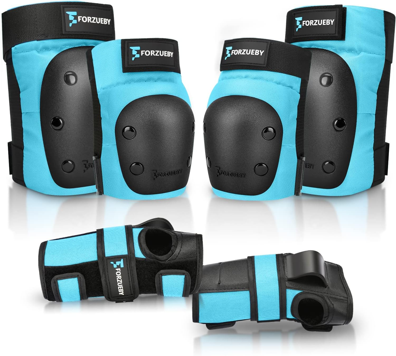 Adult/Kids Knee Pads Elbow Pads Wrist Guards 6 in 1 Protective Gear Set for Inline Roller Skating Skateboarding Scooter BMX Etc.