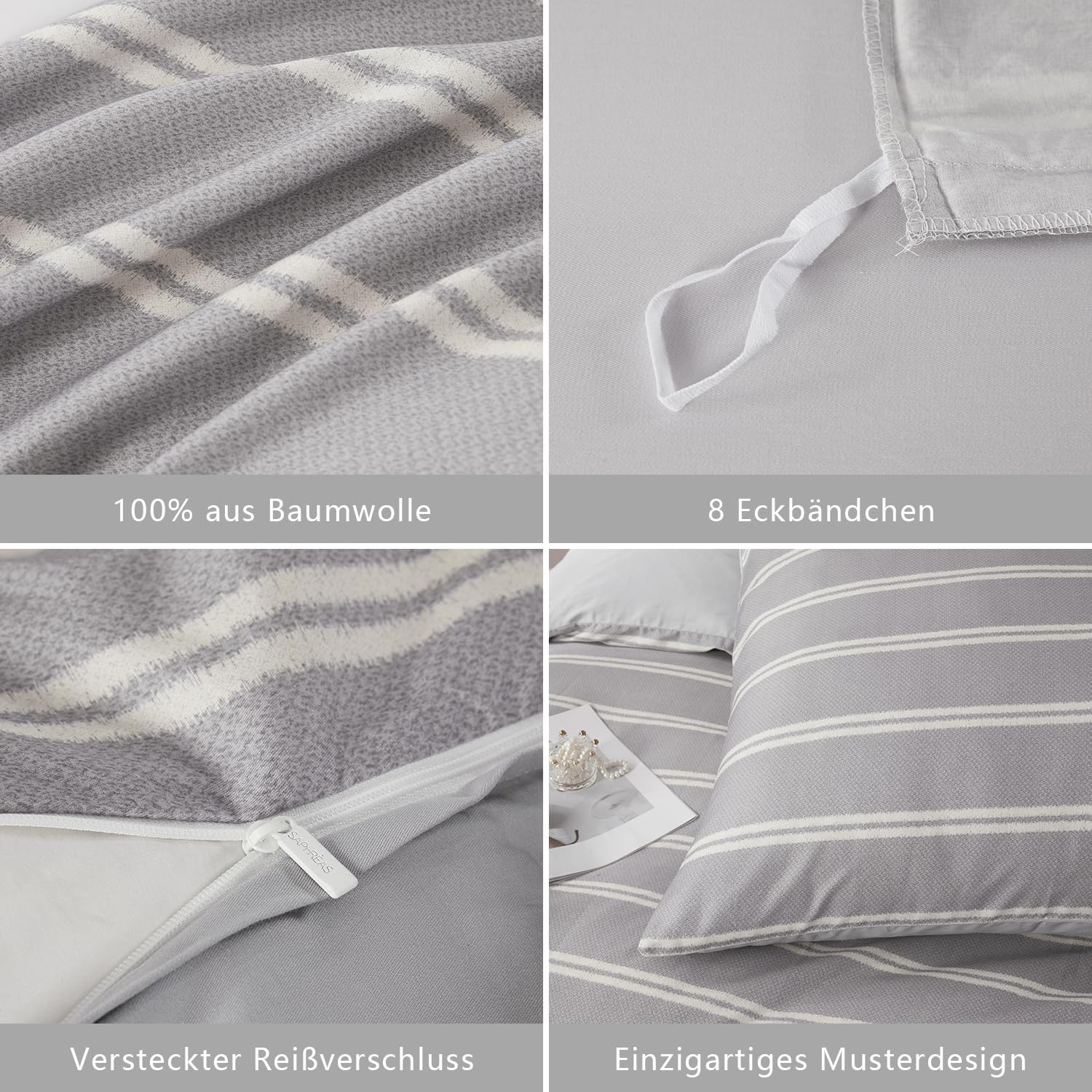 SAPHREAS Boys Grey Stripe 2 Piece Dark Grey Stripe Duvet Cover Bedding Set 1 Duvet Cover 1 Pillowcase 135 X 220 Cm image number 1