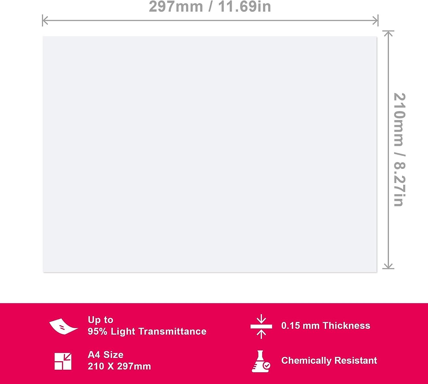 Phrozen 3Pcs FEP Film, for All LCD 3D Printers, Best for Phrozen Sonic Series, Sonic Mini 4K, Sonic Mighty 4K, 3D Printing Accessories (Large A4 Size, 290 X 210 X 0.15 Mm, 3Pcs) image number 1
