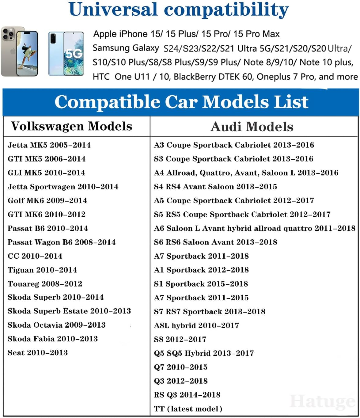 Hatuge USB C to AMI MMI Aux Cable for Apple Iphone 15 Compatible with Audi A3/A4/A5/A6/A7/A8/S4/S6/S8/Q5/Q7/R8/TT, USB-C to Car Aux Interface Dongle Compatible for VW CC Magotan (3.3FT) image number 3
