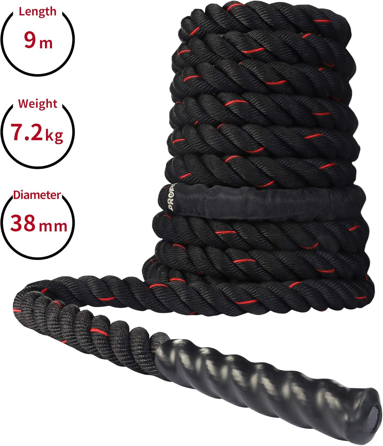PROIRON 9M /12M Battle Ropes, Battling Rope for Fitness Training Gym, Heavy Exercise Ropes 38Mm, Undulation Rope for Strength Workout image number 5