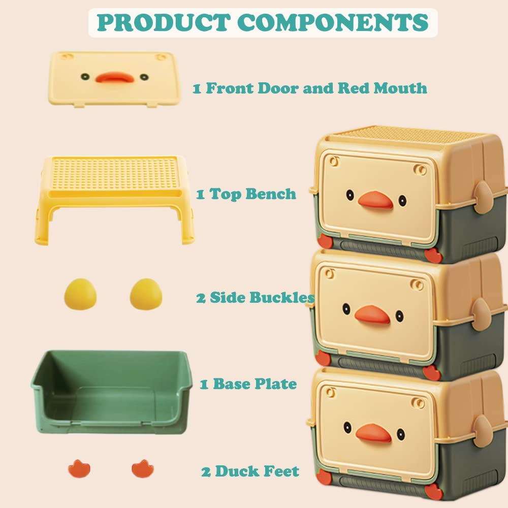 Large Plastic Storage Box with Front Lid, Stackable Space-Saving Organiser Container for Home Office, Arts & Crafts Supplies, 40L (Green, 46X31X30Cm) - Green image number 6