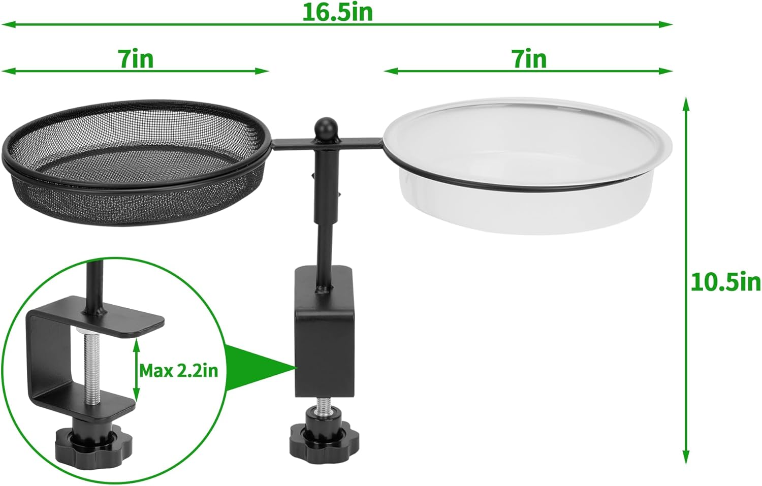 Deck Bird Feeder, 2 in 1 Deck Mount Bird Bath Feeder, Detachable Platform Bird Feeder with Metal Mesh Tray and Water Bowl for Outdoor Balcony Attracting Birds image number 2