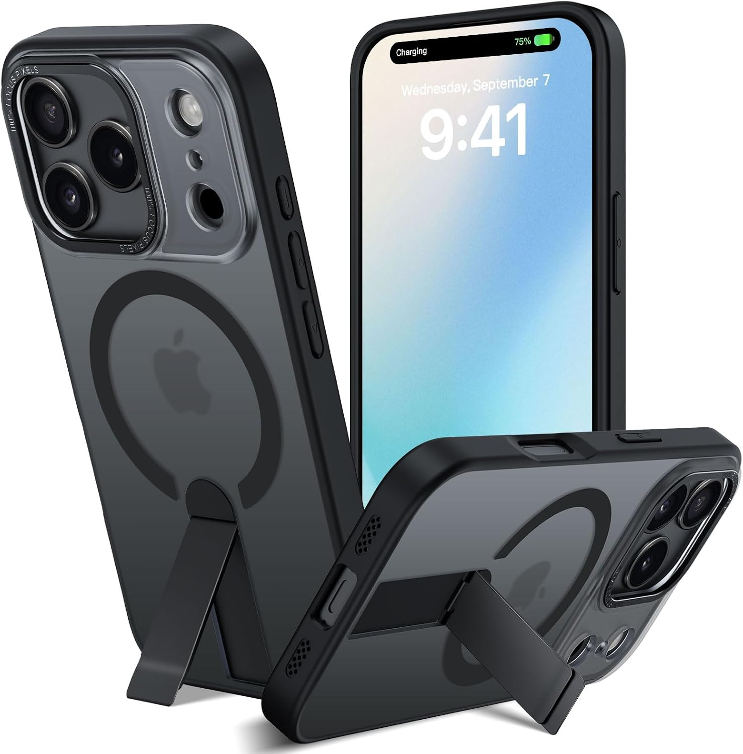 DEVASO Case for Iphone 17 Pro with Stand, Compatible Magsafe Integrated Invisible Stand, Mobile Phone Case, Scratch-Resistant, Shockproof, Anti-Fingerprint, Matte Case, Protective Case, Black image number 2