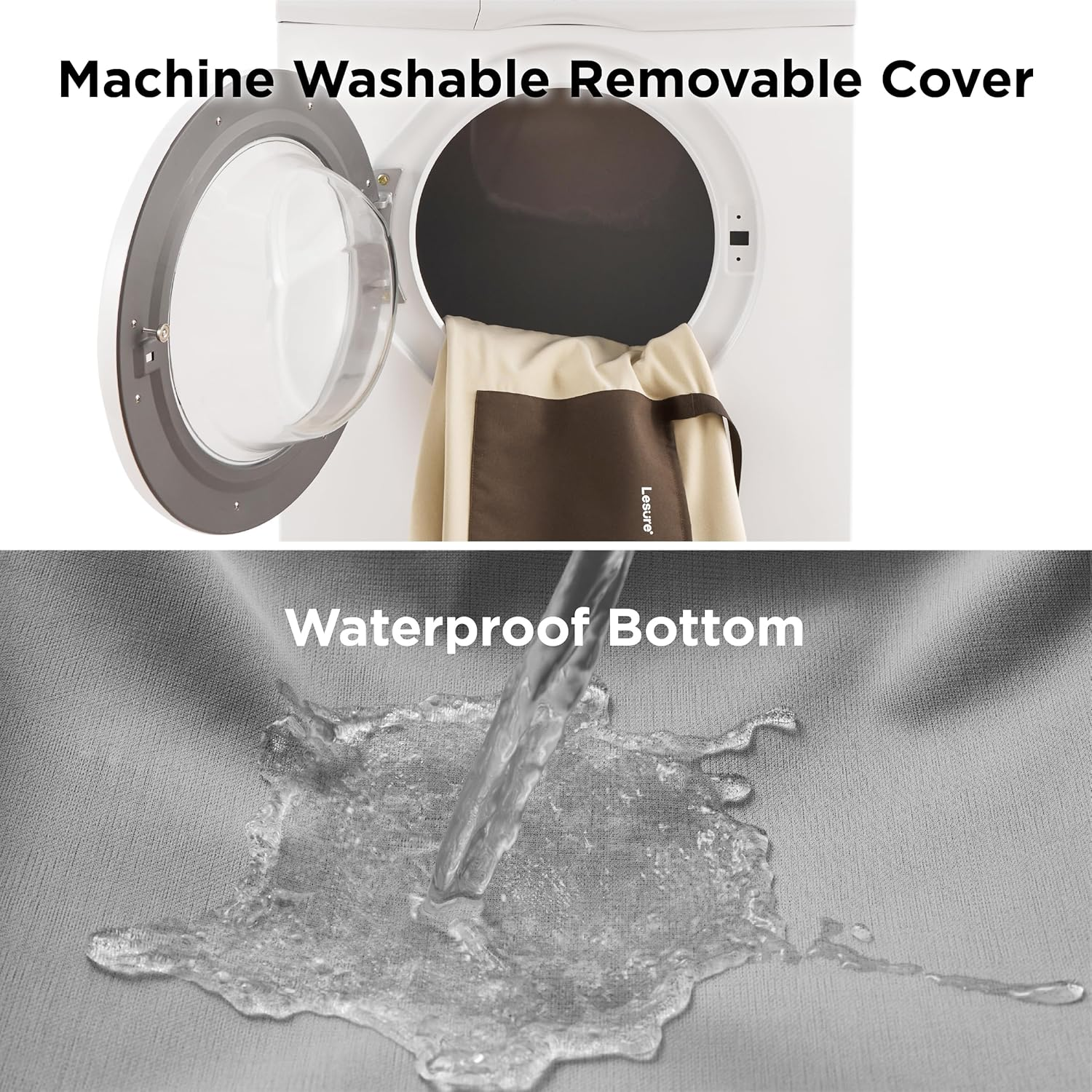 Lesure Dog Car Seat for Medium Dog - Waterproof Dog Booster Seat for Car with Storage Pockets, Clip-On Safety Leash and Memory Foam Filling, Small Pets Travel Carrier Bed, 58X56X33Cm, Beige image number 6