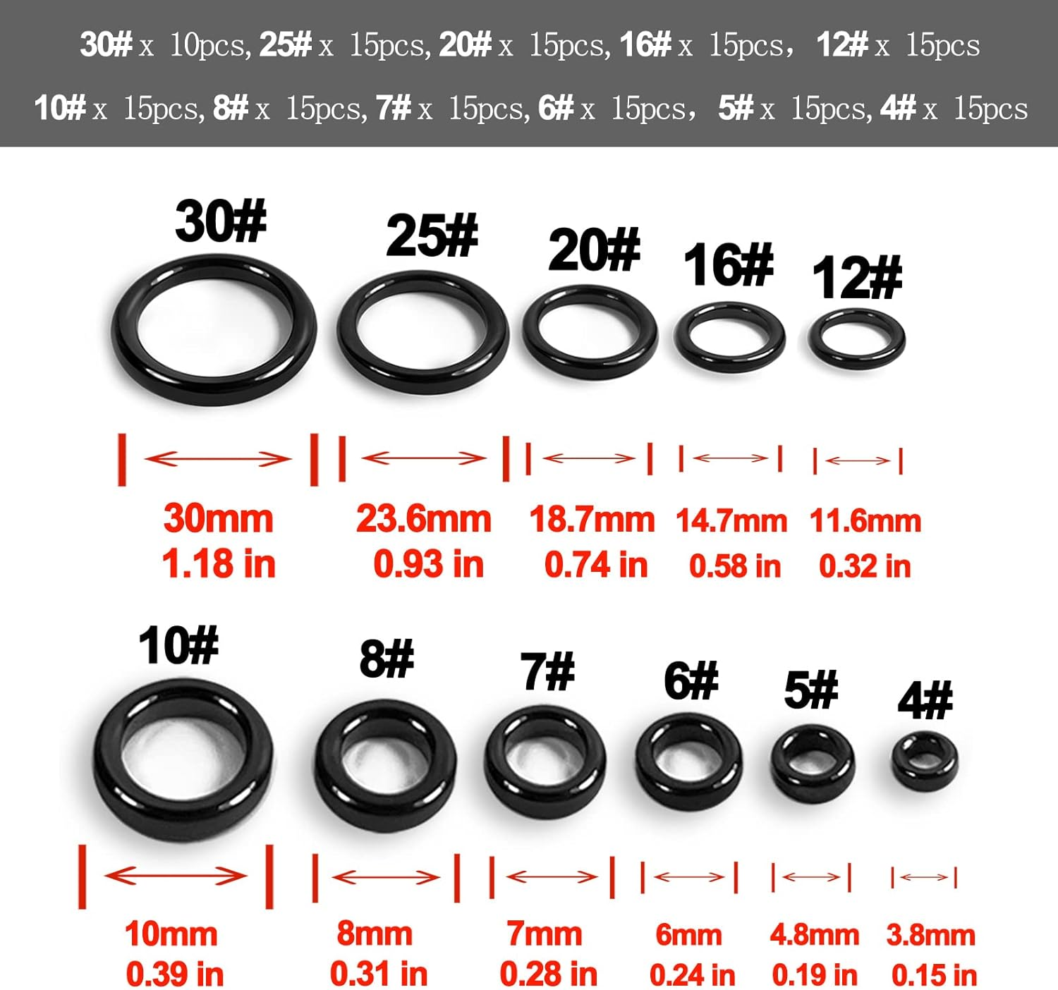 Fishing Rod Eyelet Repair Kit 60Pcs/160Pcs Fishing Rod Repair Kit 12 Sizes Fishing Pole Ceramic Guides Rings Replacement Kit - A_60Pcs image number 6