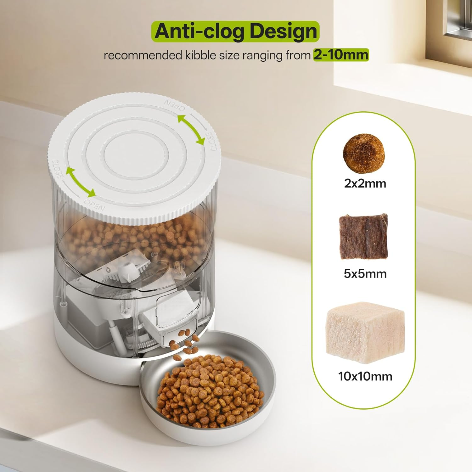 Mukkela Wifi Automatic Cat Feeder, 4L Timed Cat Dry Food Dispenser with 10S Voice Recorder, APP Control, Auto Pet Feeder up to 10 Meals per Day for Cats, Dogs, Dual Power Supply (White) image number 1