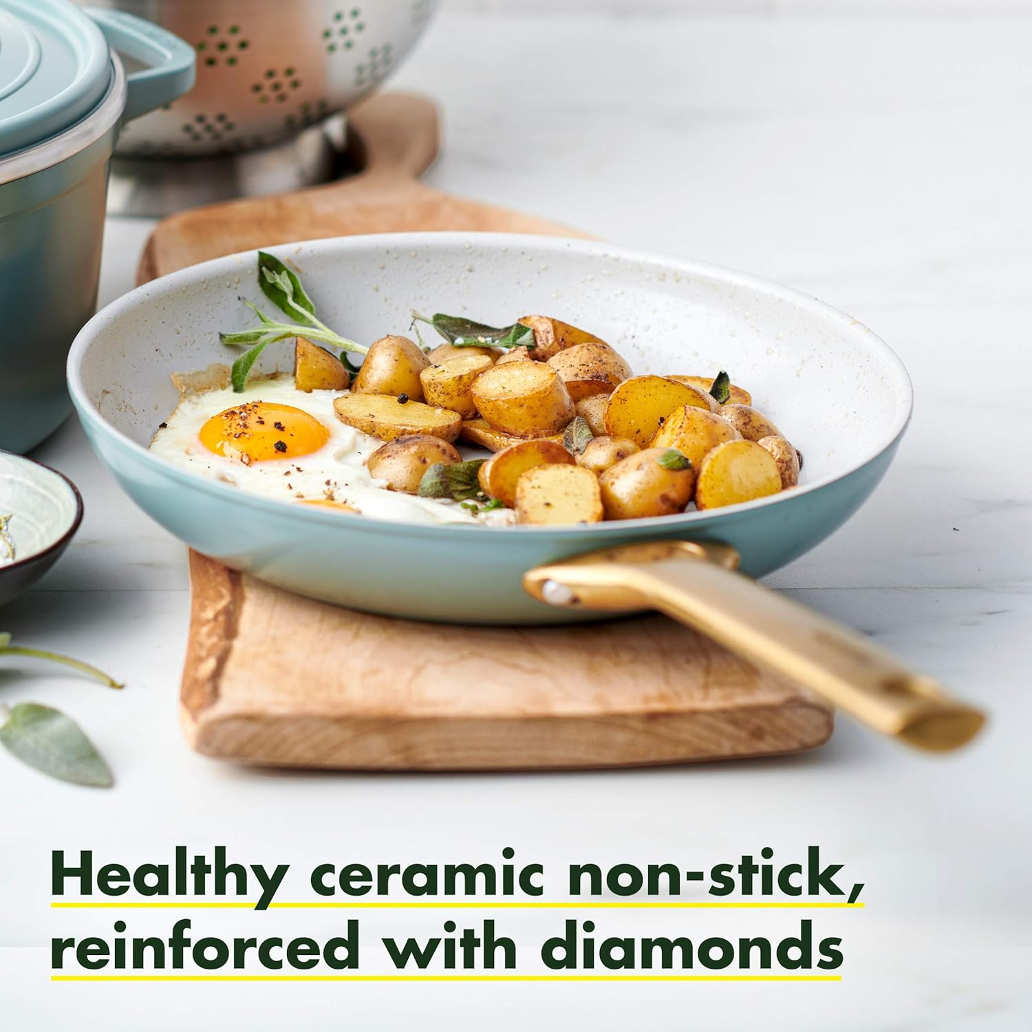 Greenpan Padova Healthy Ceramic Nonstick 10Pc Cookware Pots and Pans Set, Induction Safe, Smokey Blue