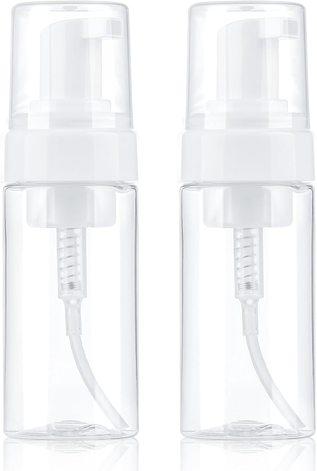 Boenoea Plastic Foam Pump Bottle, 4Oz/120Ml Foam Bottles Dispenser BPA Free Empty Refillable Container for Hand Soap, Shampoo - Pack of 2 Clear