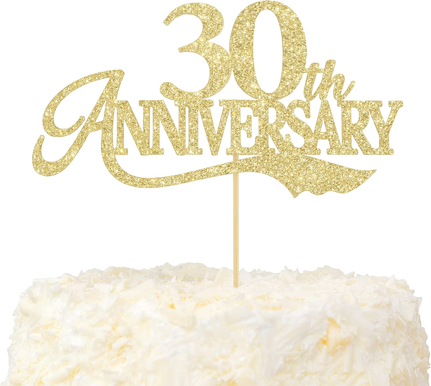 LOVENJOY 30Th Anniversary Cake Topper Gold Glitter for 30 Years Wedding Anniversary Decoration image number 1