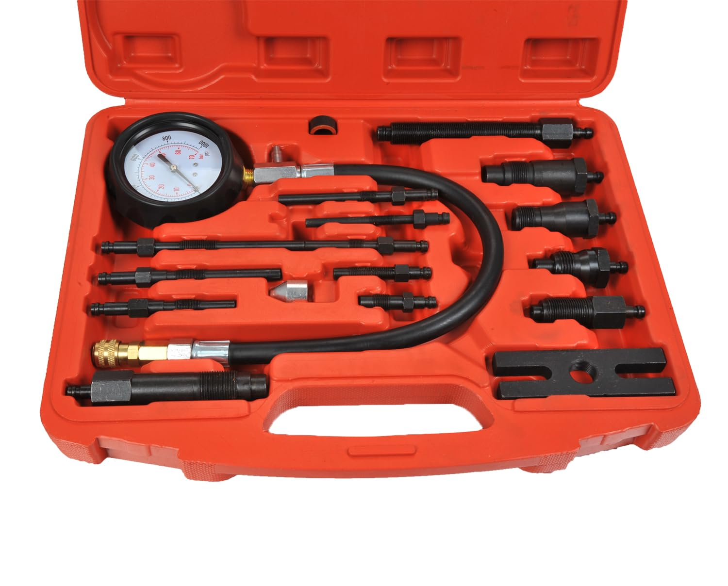17 Pc Diesel Engine Compression Tester Kit Tool Set Automotive Compressor image number 1