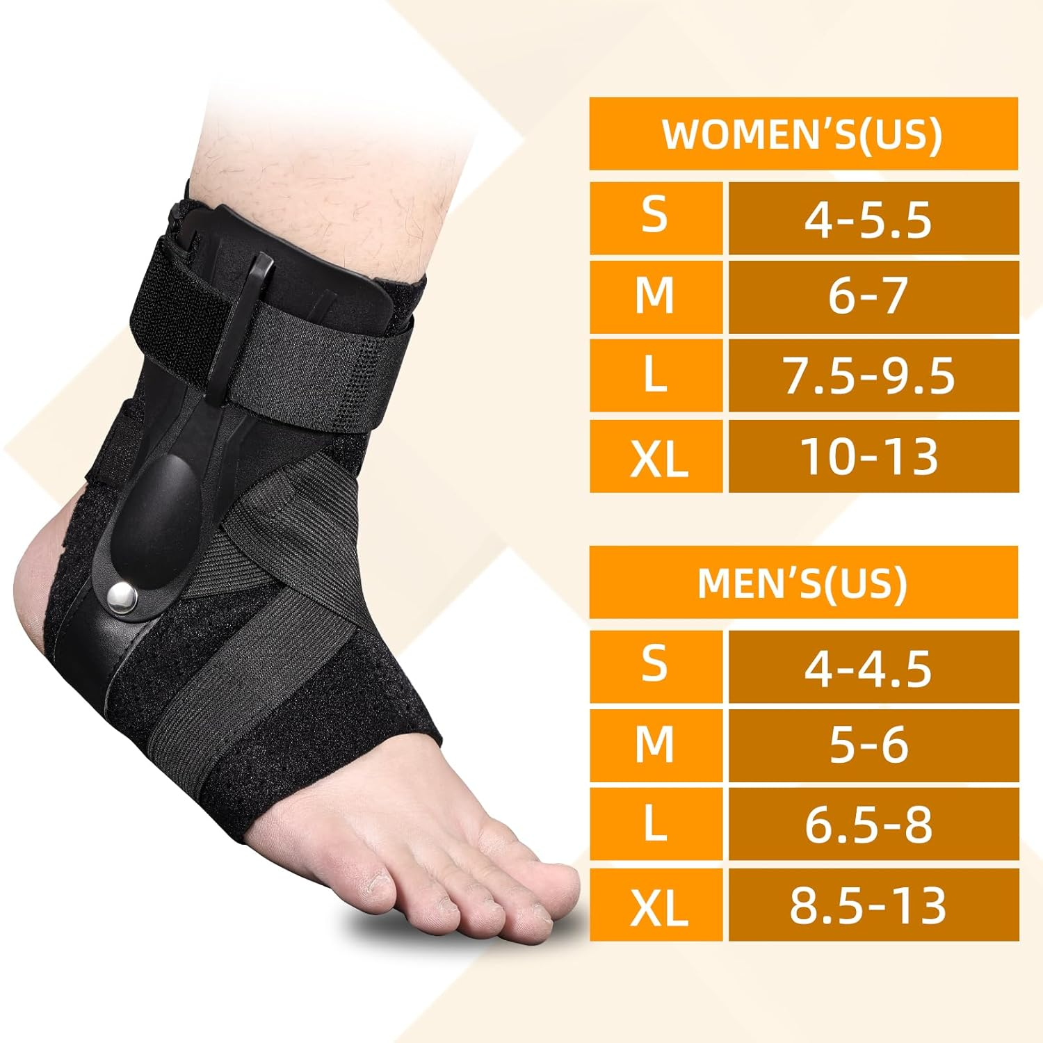 Ankle Brace with Arch Support Adjustable Ankle Stabilizer Brace Compression Sleeve and Plantar Splint Pain Relief, Perfect for Volleyball, Basketball, and Walking (S) image number 1