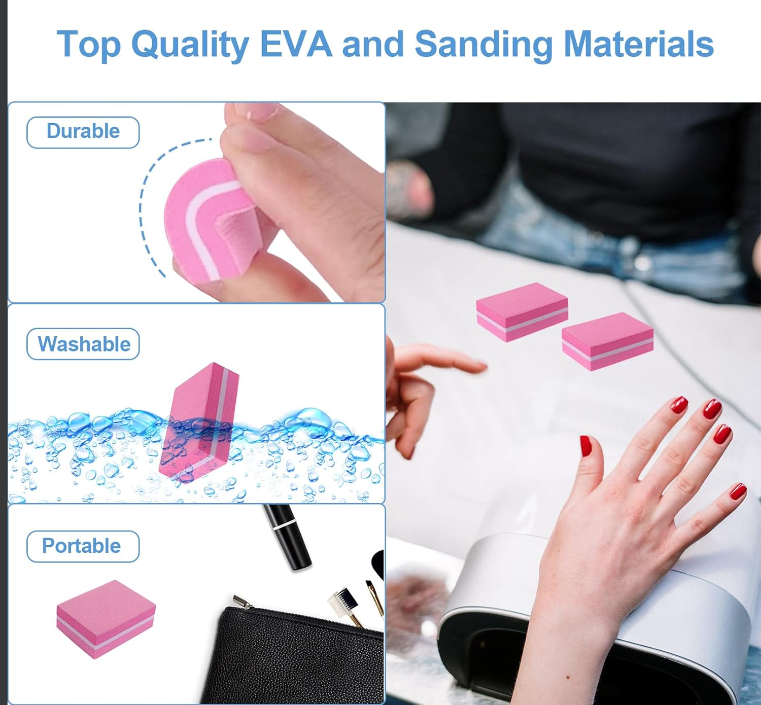 Nail Buffers (100 Pack), Mini Buffer Block Nail File for Acrylic and Natural Nails, 100/180 Grit Nail Buffer Block Bulk Buffing Blocks for Nail Buff Professional Manicure File Blocks Set Hot Pink