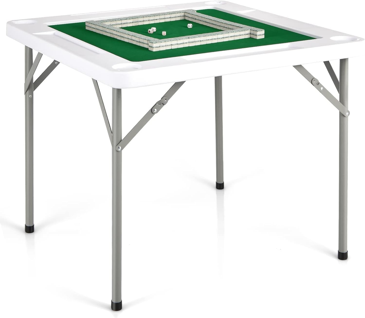 MINYII Mahjong Table with Adults, 35&rdquo; Square Folding Card Table W/Wear Resistant PVC Desktop, 4 Cup Holders & 4 Chip Grooves, Foldable Mahjong Table for Adults Table Games, Domino Game, Camping image number 6