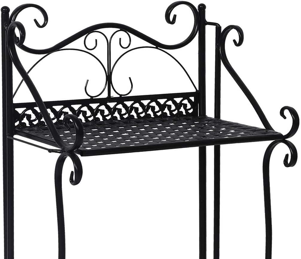 Levede 4 Tiers Outdoor Indoor Metal Flower Pots Plant Stand, Black