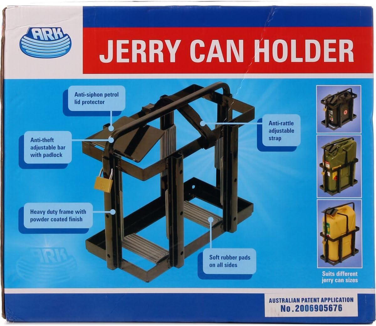 ARK Top Load Jerry Can Holder 355 X 180 X 47Mm with Secure Lock
