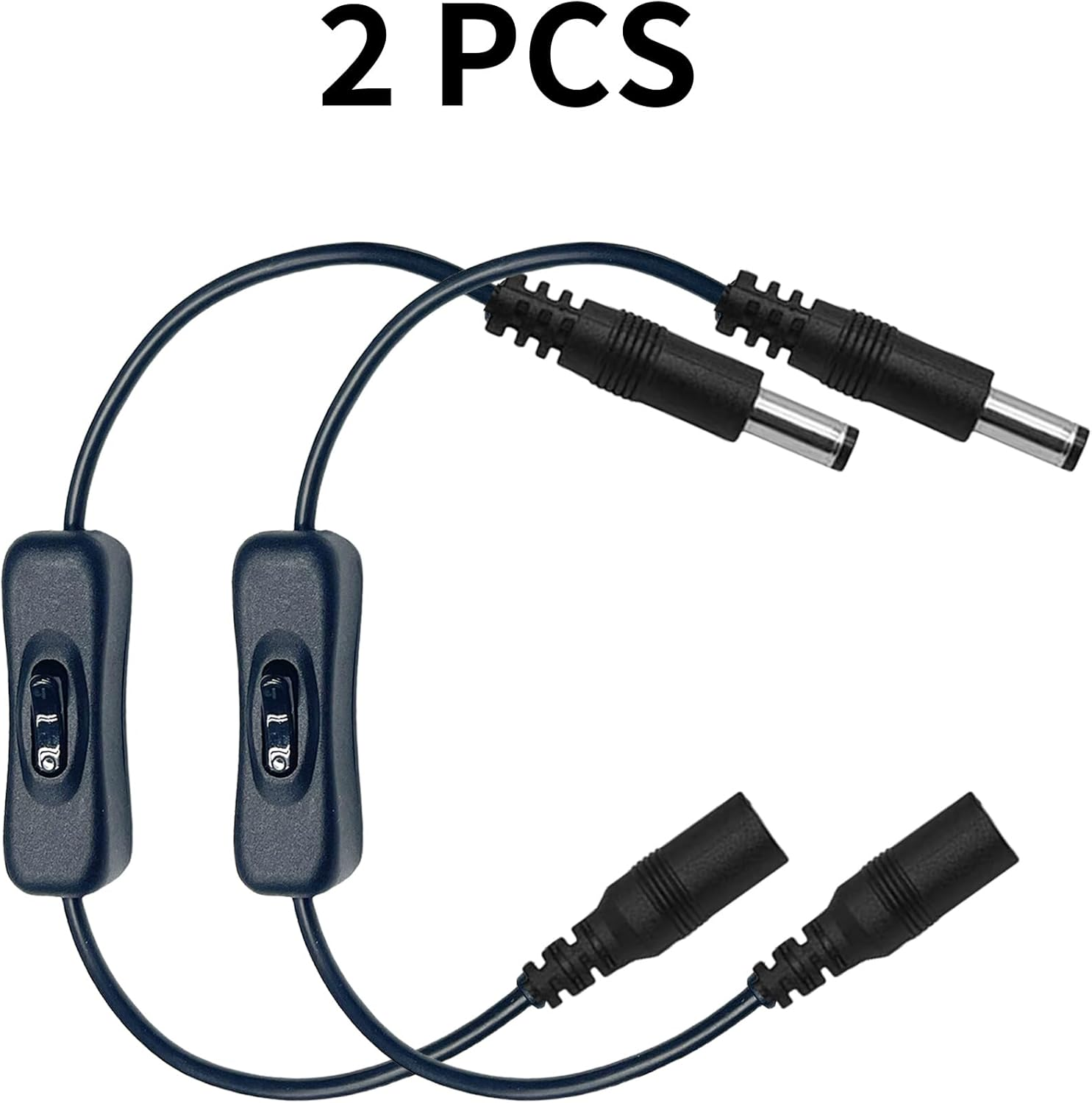 2Pcs 5-24V DC On/Off Switch with 5521DC Male and Female Connectors(Black),22Awg Wire,Easy to Open and Close,For Pc,Tv,Car,5V 12V 24V LED Strips image number 3