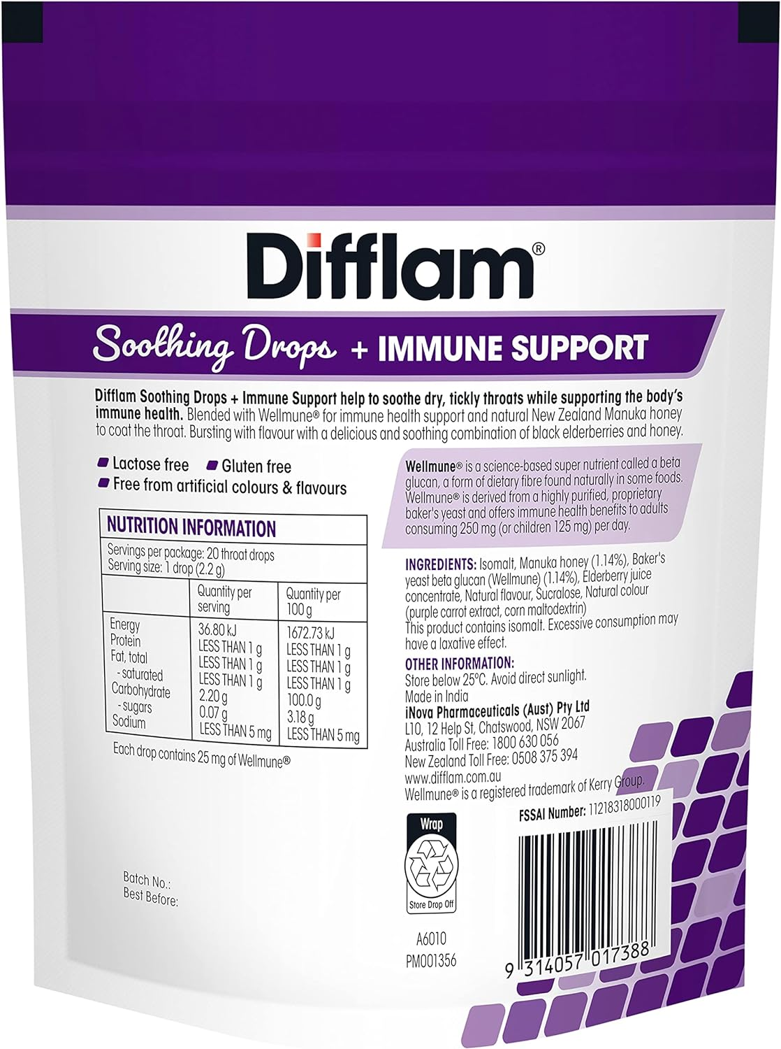 Difflam Soothing Drops + Immune Support 20 Pieces Pack, Black Elderberry image number 4