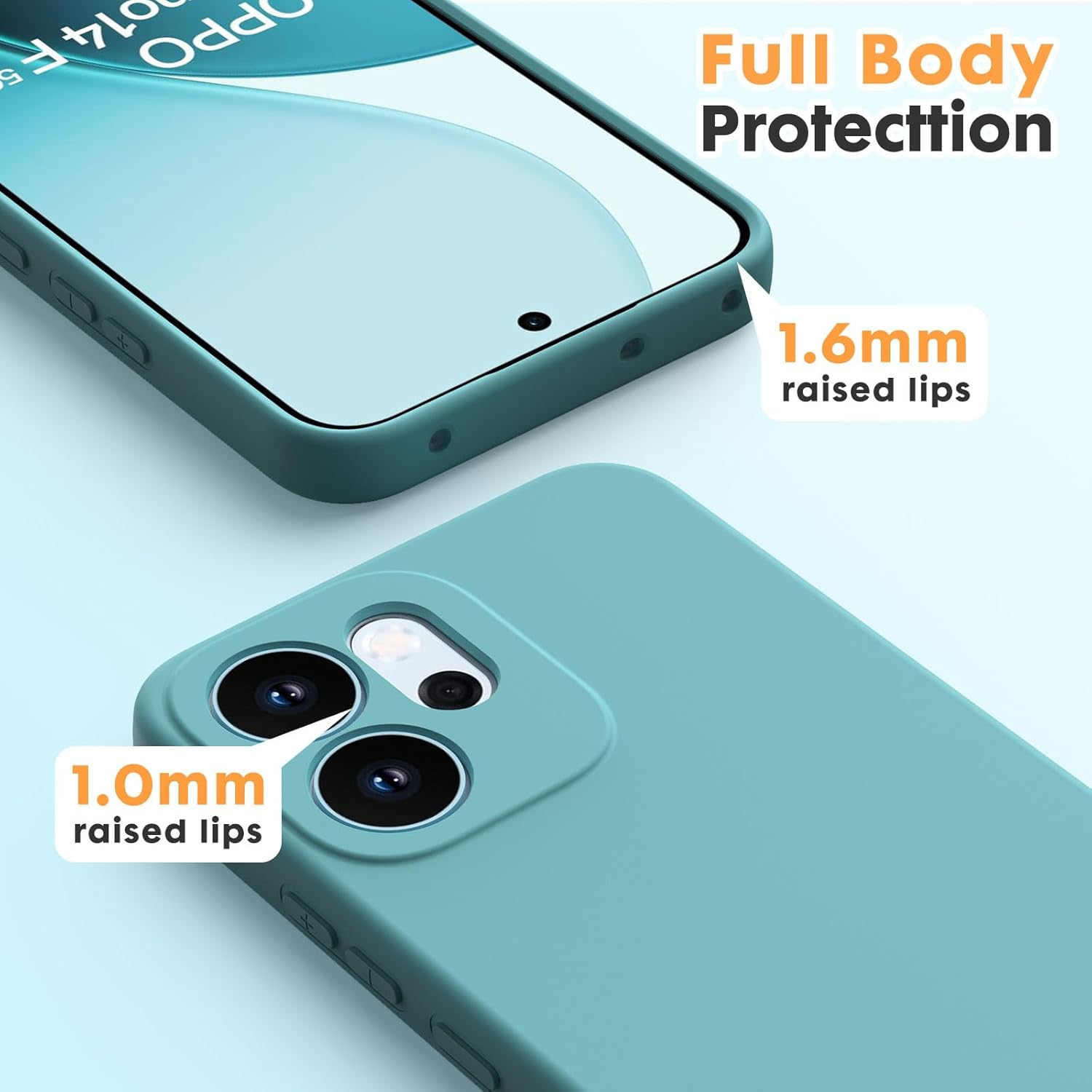 Byvuwiay Mobile Phone Case for Oppo Reno 14 F/FS 4G / 5G Case, Soft TPU Liquid Silicone Case, Shockproof, Scratch-Resistant, Oppo Reno 14 Fs 5G Protective Case, Light Blue