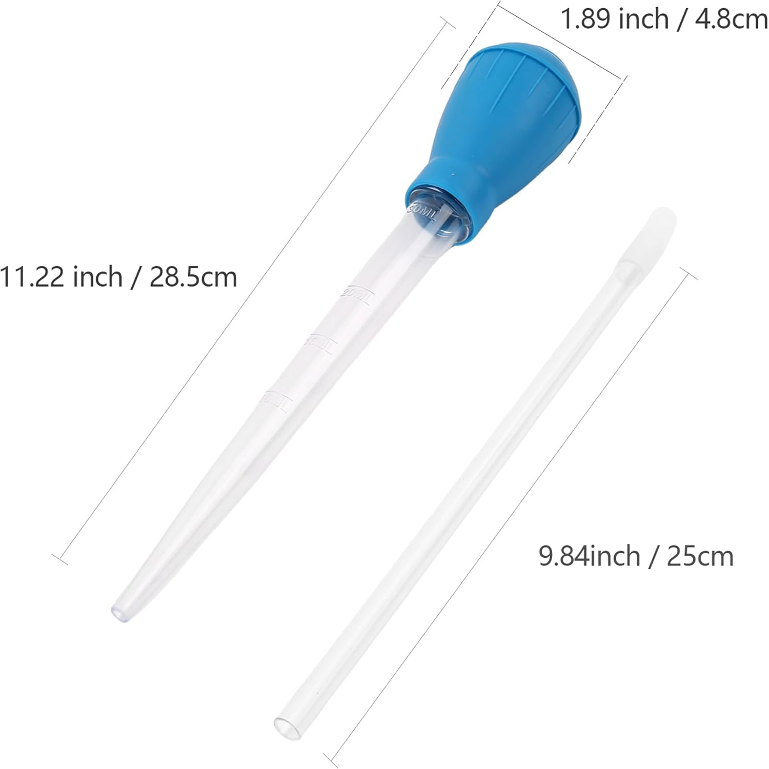 2Pcs Manual Fish Tank Cleaning Tools,30Ml Aquarium Water Changer,21 Inches Multifunction Siphon Dropper for Fish Bowl Waste Remover,Aquarium Bottom Gravel Waste Clean,Coral Feeder(Blue) image number 6