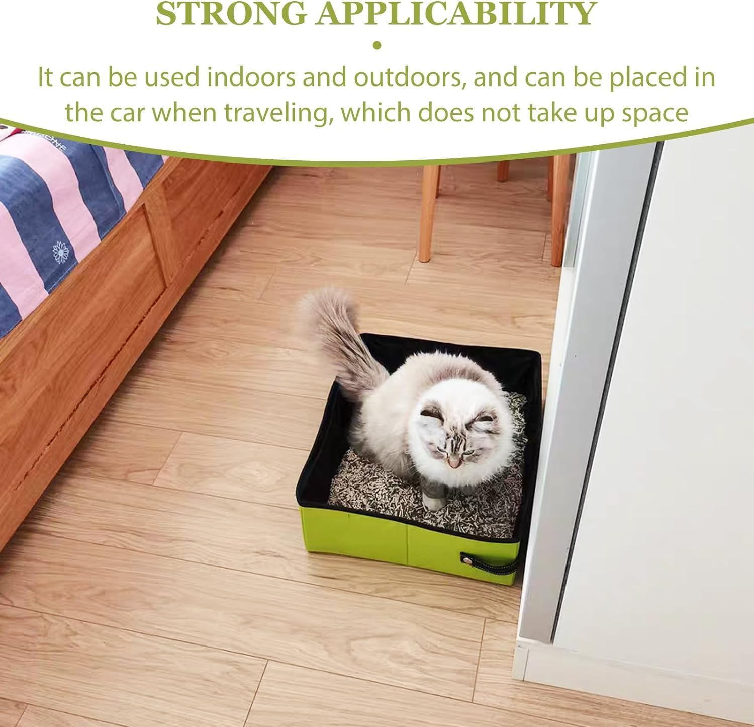 Cat Litter Tray for Travel, Portable: Cat Litter Tray, Foldable Waterproof and Breathable, Cat Litter Tray Lightweight and Easy to Clean, Cat Litter Box for Car, Travel, Camping (45 X 35 X 12.5 Cm) image number 2