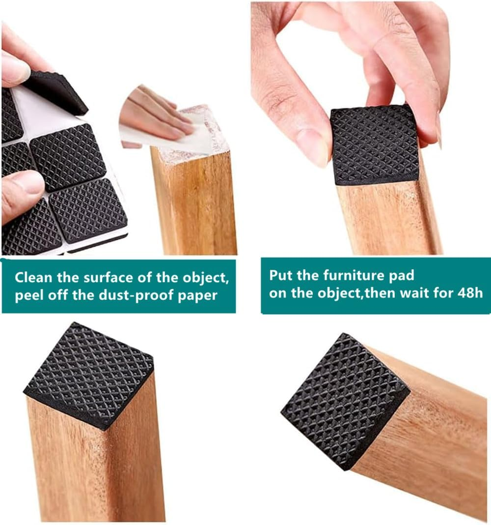 152PCS Furniture Pads, Chair Leg Pads Self Adhesive Furniture Pads Rubber Chair Feet, anti Scratches Furniture Pads for Floor,Non Slip Chair Leg Floor Protectors. image number 2