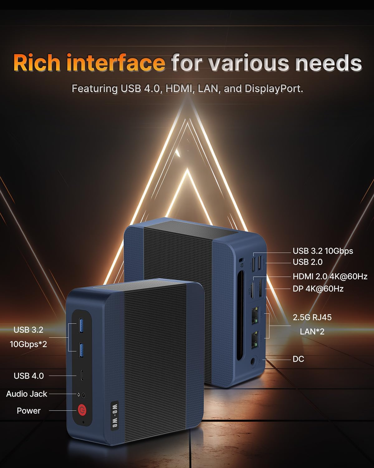 Wo-We P8 Mini PC AMD Ryzen 5 7640Hs(6C/12T,Up to 5.0Ghz) 32GB DDR5 1TB Pcie4.0 SSD Mini Desktop Computers, USB4 Support 8K,Triple Display, Dual 2.5G LAN WIFI6E/BT5.2,HDMI/DP,AMD Radeon 760M Gaming PC image number 6