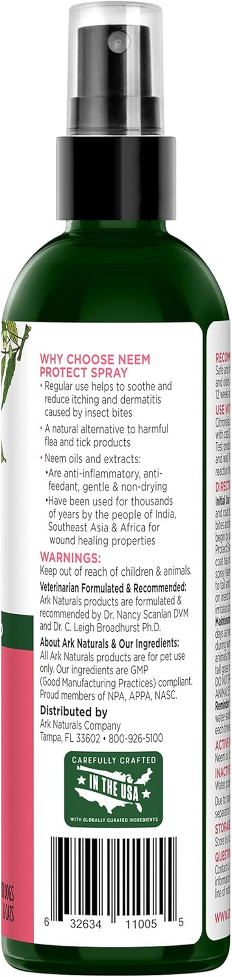 Ark Naturals Neem Protect Spray for Dogs and Cats, Soothes Irritated Skin and Relives Itching Due to Ticks and Fleas, Gentle Natural Ingredients, 8 Oz. Bottle image number 1
