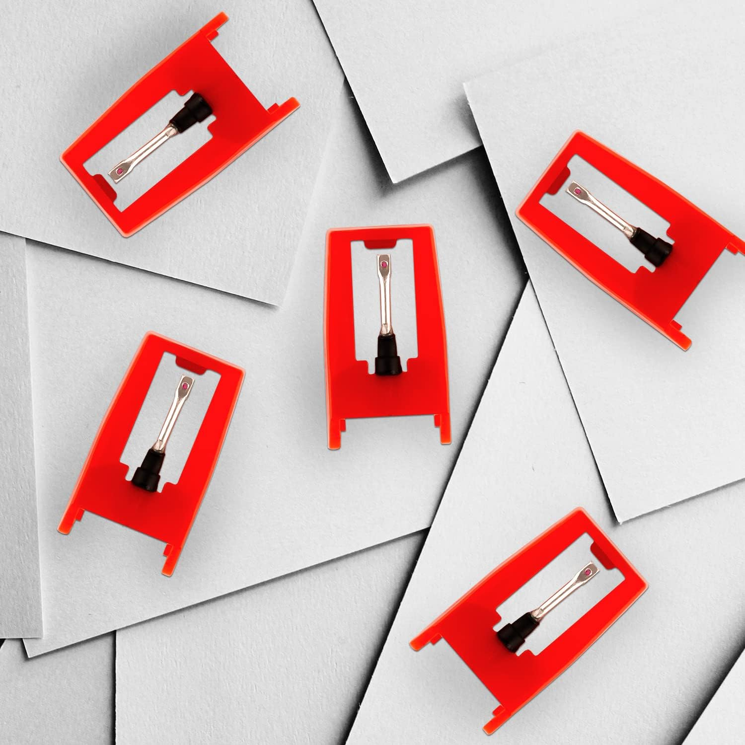 5Pcs Record Player Needle, Turntable Replacement Needle Long-Lasting Record Player Needle Replacement for Vinyl Record Player (Red)