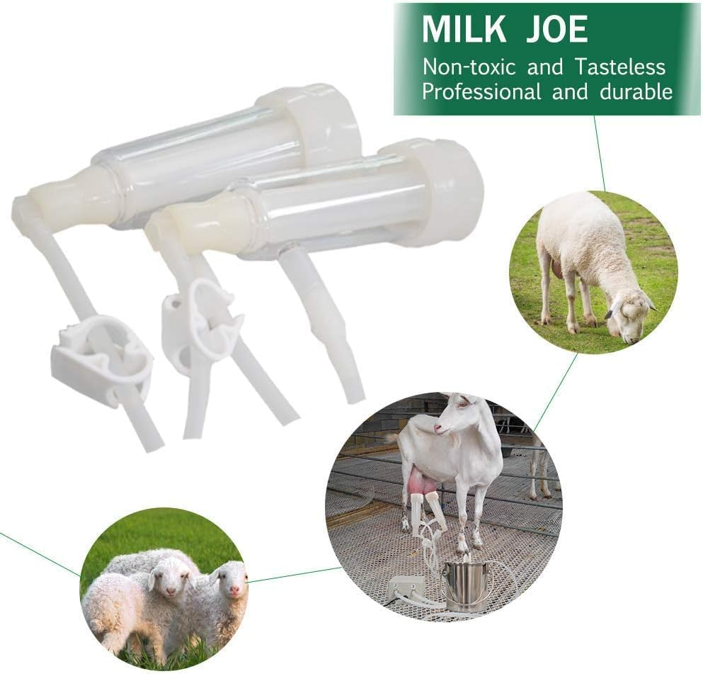 3L Goat Milking Machine,Pulsation Vacuum Electric Milker,Portable Automatic Breast Pump with 2 Teat Cups Stainless Steel Bucket for Goats(3L) image number 1