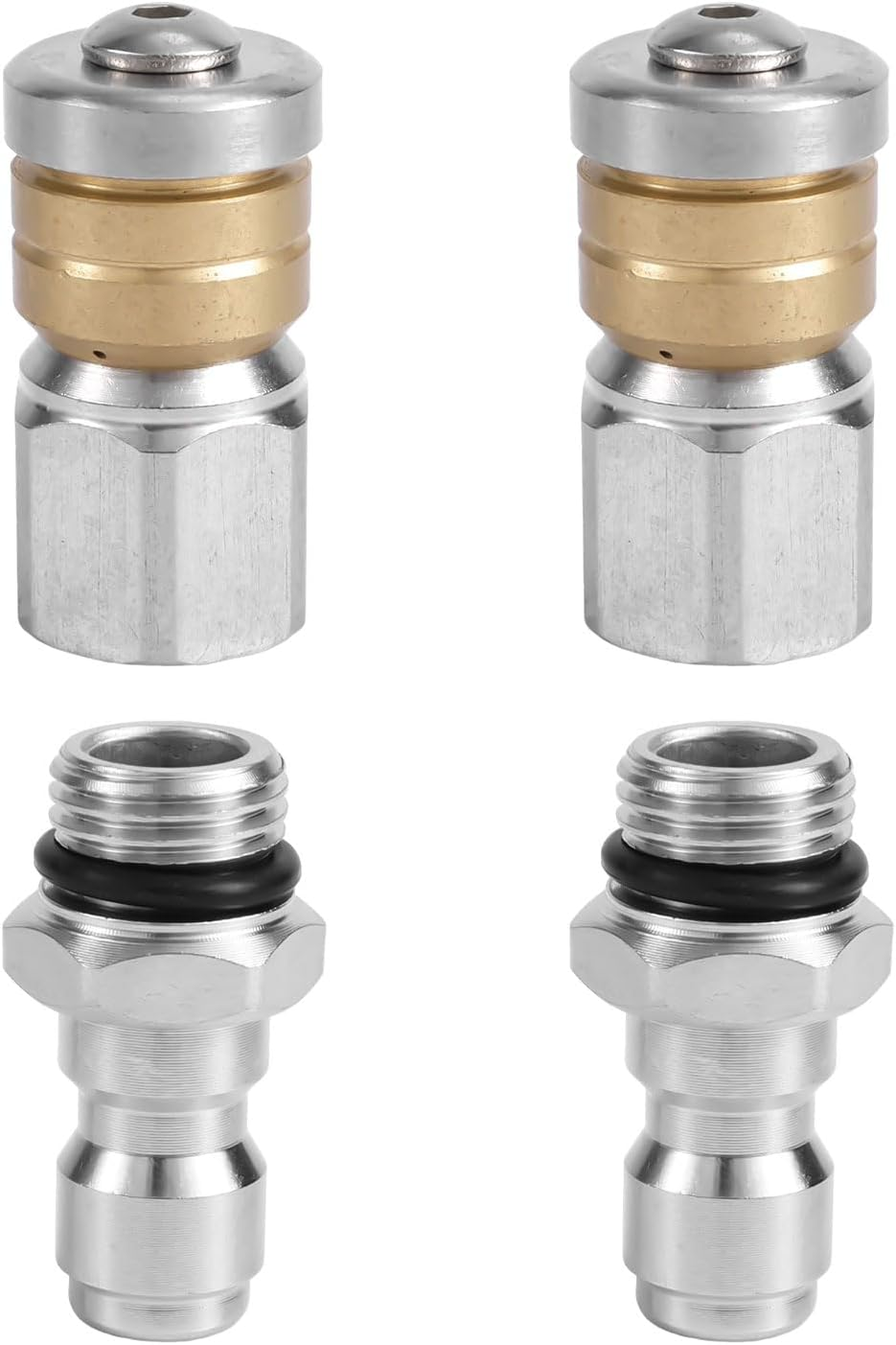 4Pcs Sewer Jetter Nozzle Set, Stainless Steel Jetter Nozzle for Pressure Washer Drain Jet Hose Tips with 1/4" NPT Quick Connector Rotating Button Nose Sewer Jet Nozzle Cleaning Tool 5000 PSI image number 3