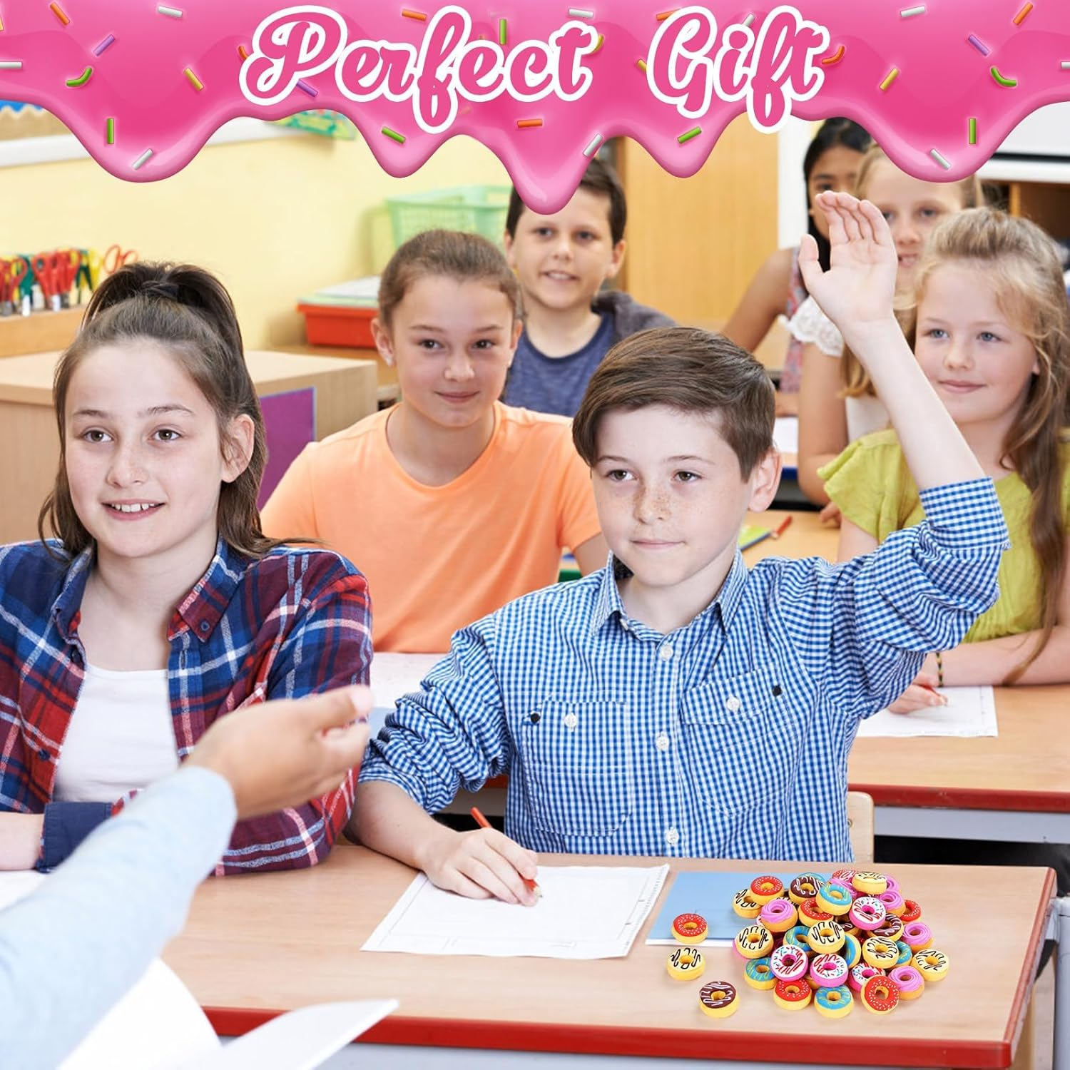 50 Pcs Donut Erasers for Kids, 3D Adorable Food Mini Erasers, Innovative Pencil Erasers for Party Favors, Children&rsquo;S Presents & Art Supplies image number 2