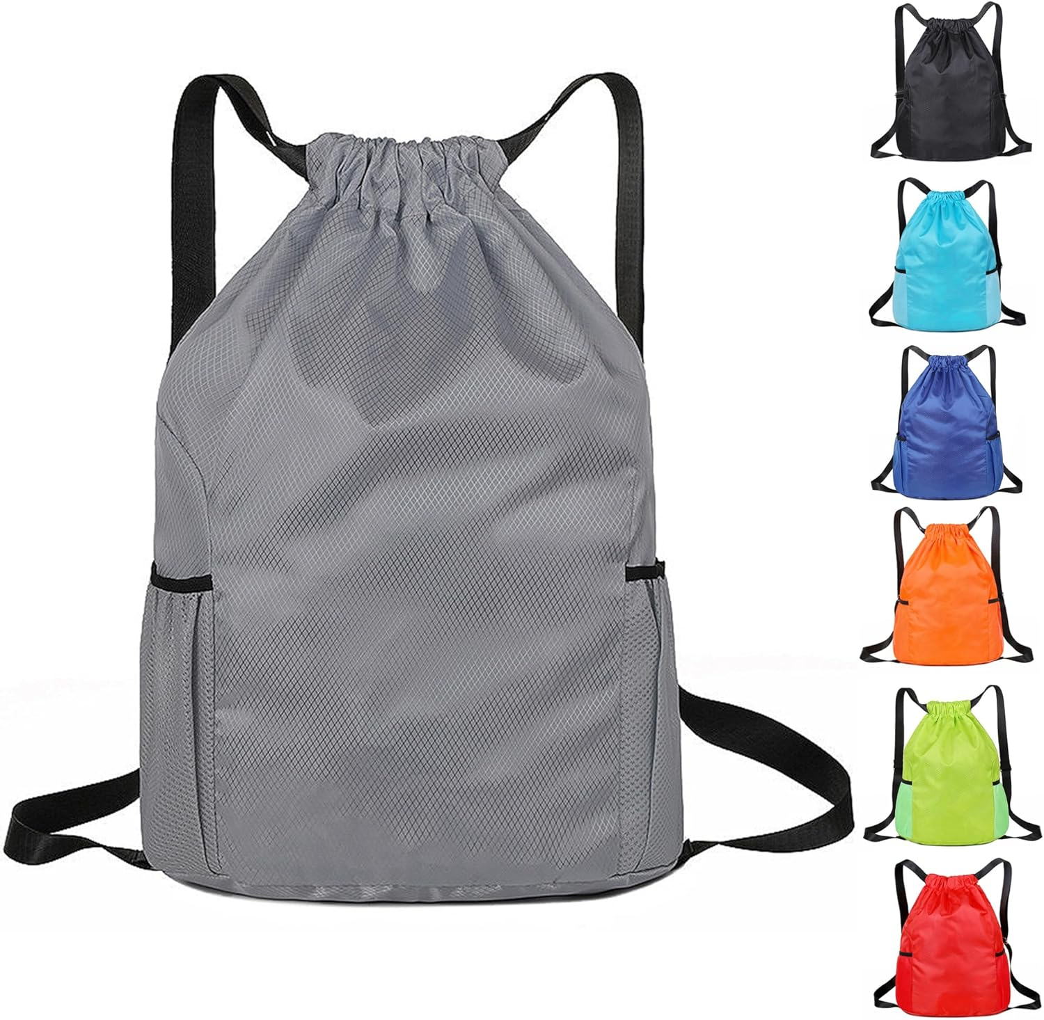 KANGSIT Drawstring Bag, Swim PE Bags Drawstring Gym Bag for Kids Adults, Waterproof Swimming Sports Bag for School Sports Swimming Gym Travel Unisex Gym Bag
