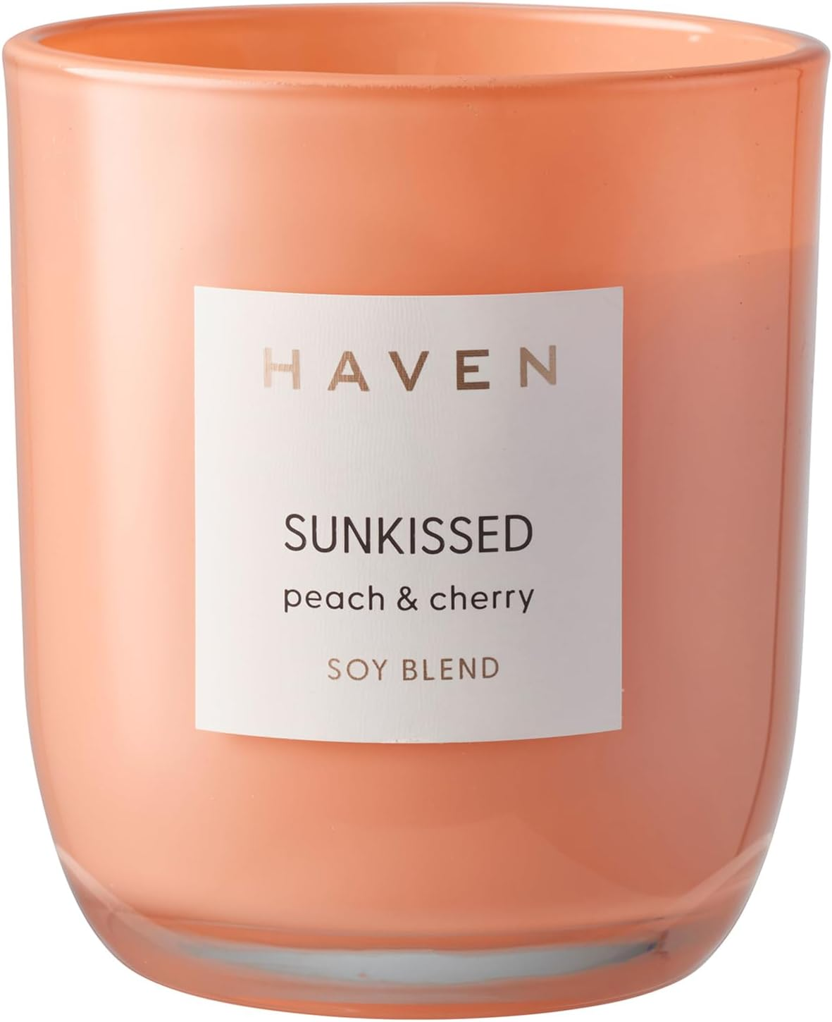 Haven Sunkissed Peach & Cherry Scented Soy Blend Candle - Natural, Non-Toxic, Long-Lasting Burn in Orange Glass Jar for Home Decor & Aromatherapy image number 2