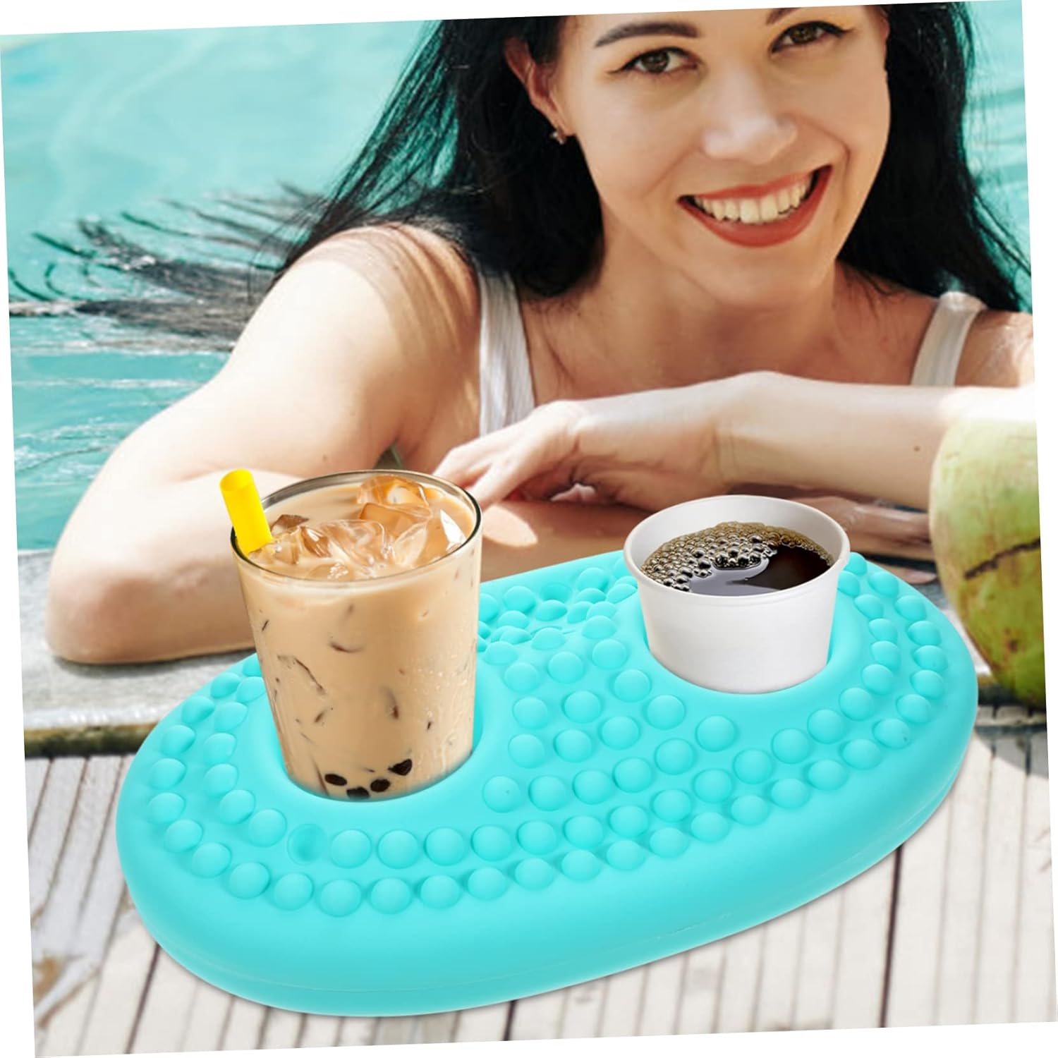 Water Floating Pads Inflatable Drink Holder for Boys and Girls Pool Drink Float Cup Holders for Swimming and Outdoor Fun